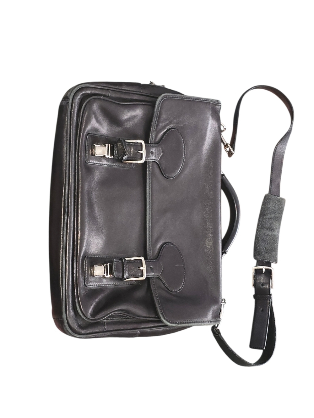 Coach Vintage Classic Black Leather Briefcase Laptop Shoulder Bag